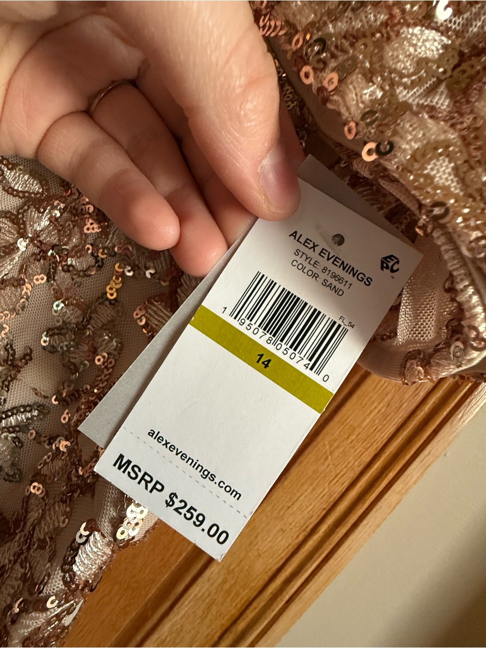 Alex Evenings Gold Sequin Maxi Gown with Flutter Sleeves - Picture 7 of 12